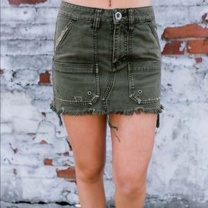 Free People canvas relaxed mini skirt in ‘moss’